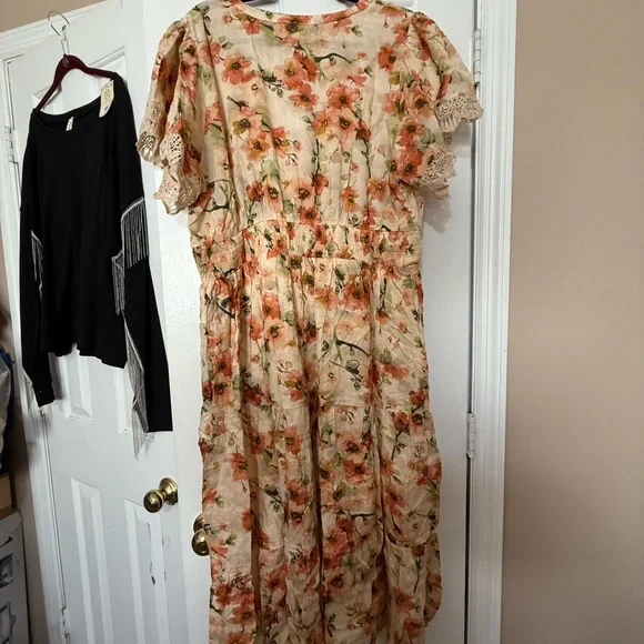 Baltic Born Floral Maxi Dress in Cream and Orange - Picture 5 of 7